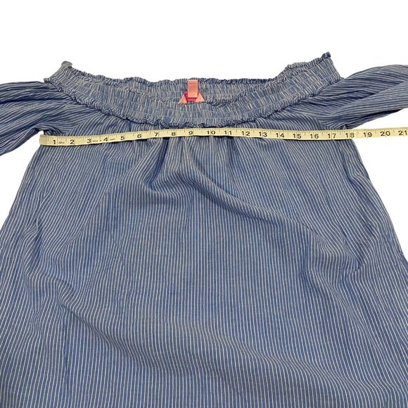 Lilly Pulitzer Moira Off the Shoulder Blue White Striped Blouse Size L - Picture 7 of 8